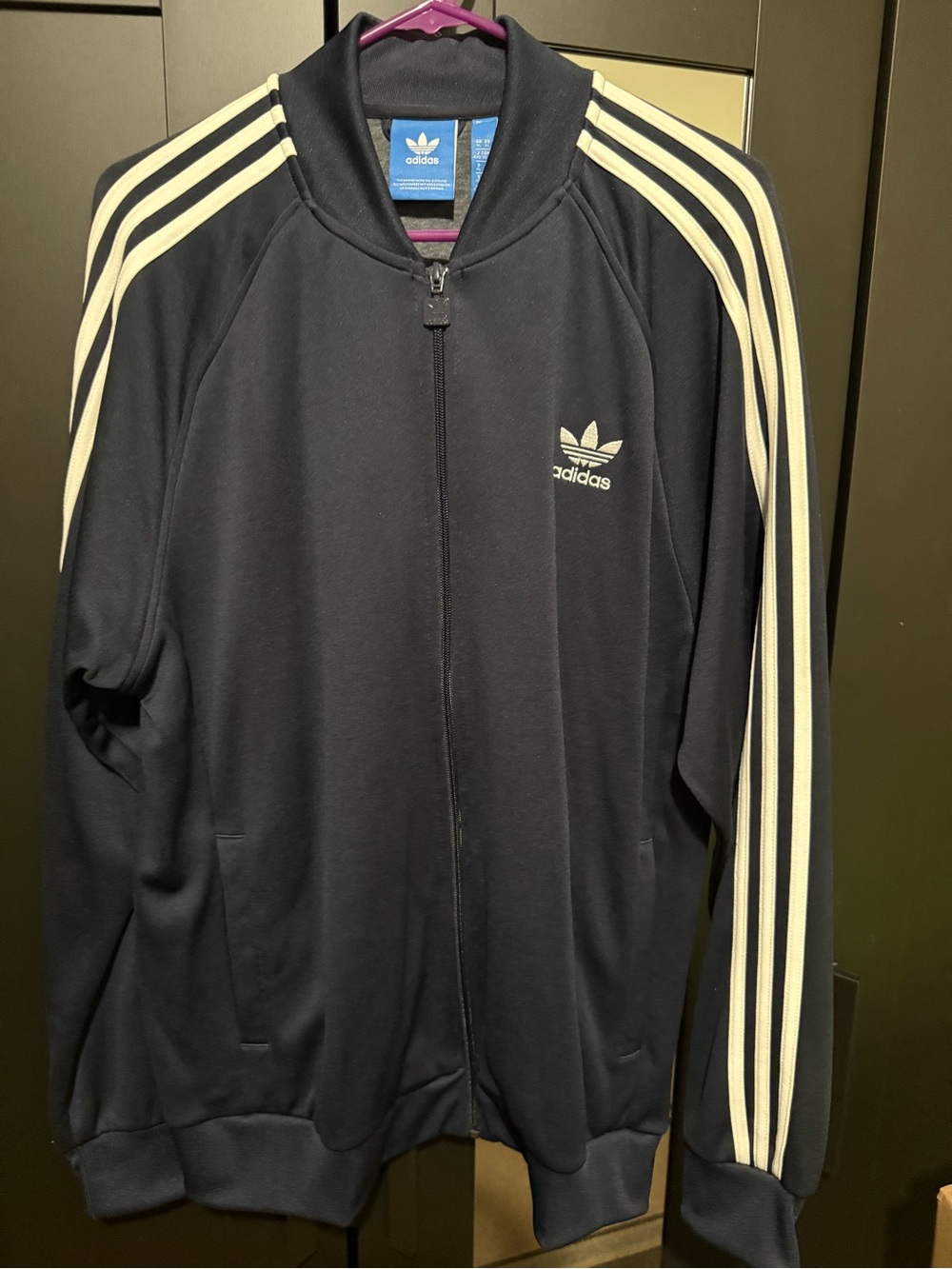 adidas Originals Black Track Jacket with White Stripes